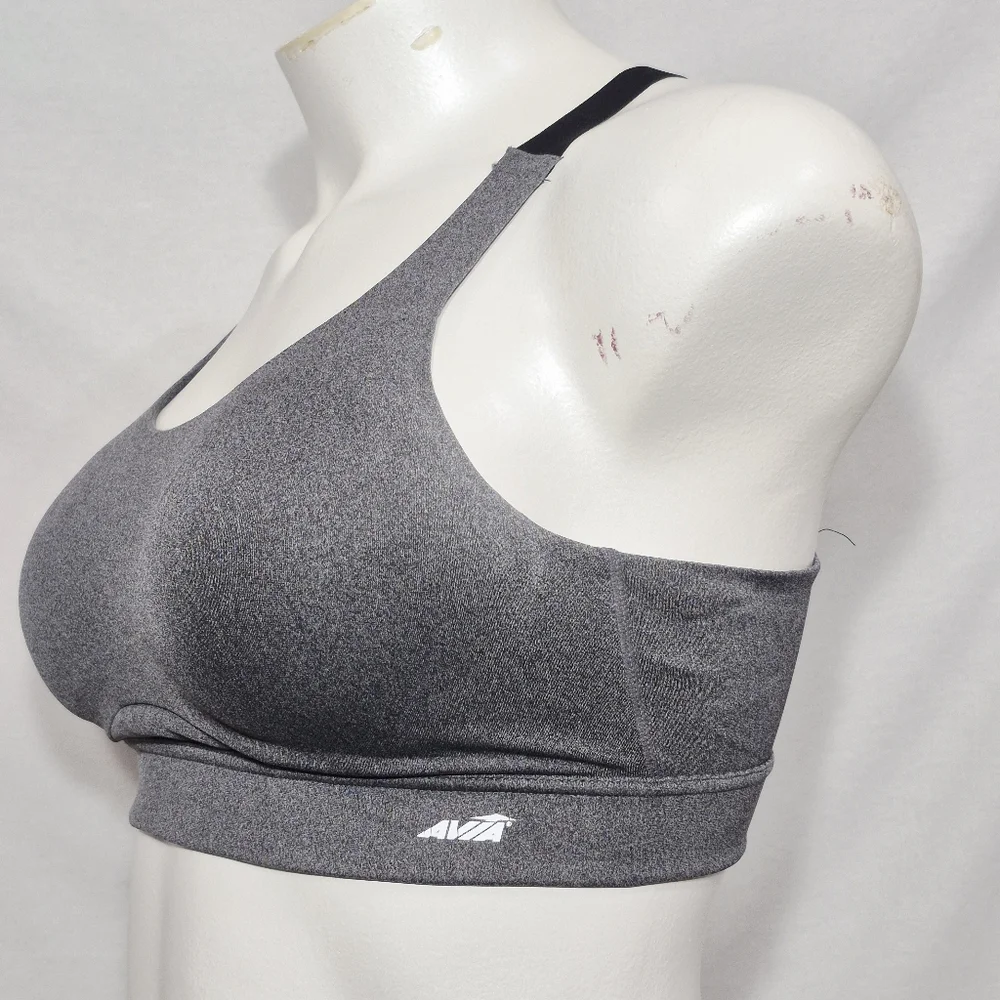 36C AVIA 76L624 Mefium Support Wire Free Sports Bra Gray &‎ Black
